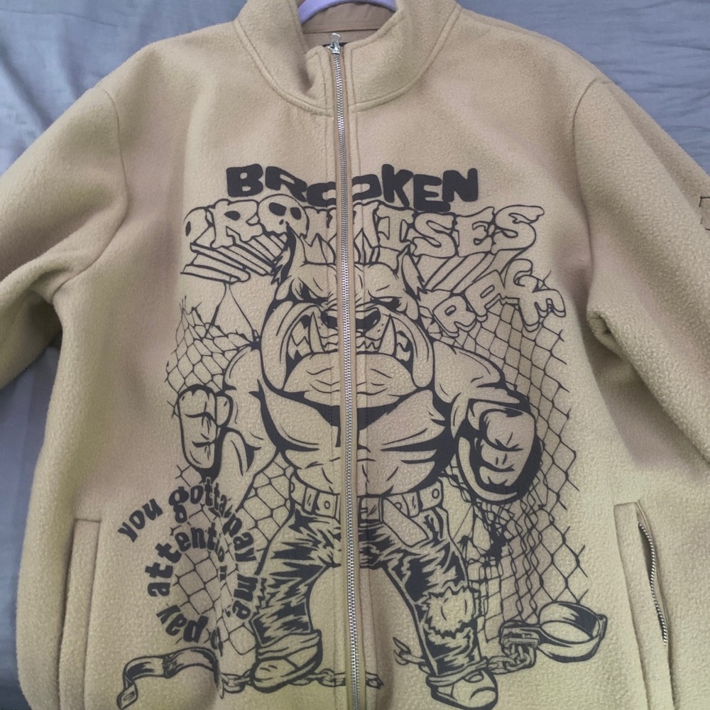 Broken Promises Men's Tan Zip Up Sweater